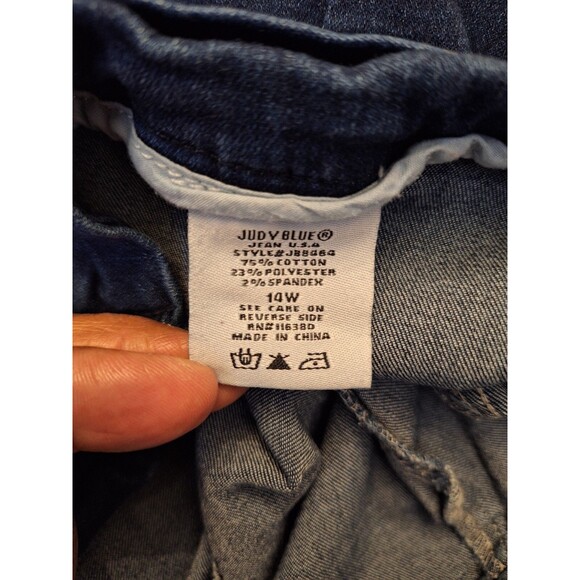 JUDY BLUE Super Flare Fit Denim Capri Jeans Plus Sz 14W Festival Bohemian Hippie - Picture 8 of 9